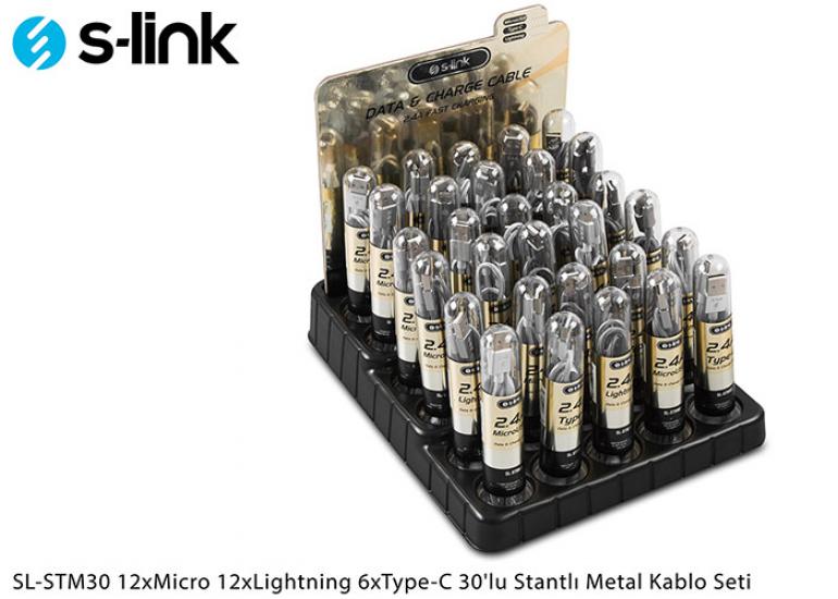 S-link SL-STM30 2.4A Fast Şarj 30lu Stantlı Metal 12xMicro 12xLightning 6x Type-c