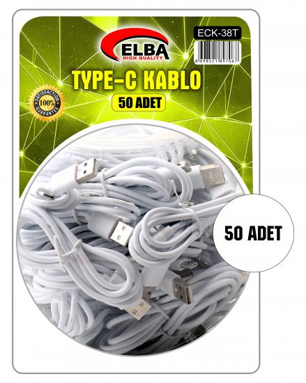 Elba ECK-38T Bağlantı Kablosu Type-C 1mt Beyaz 50li Fanus