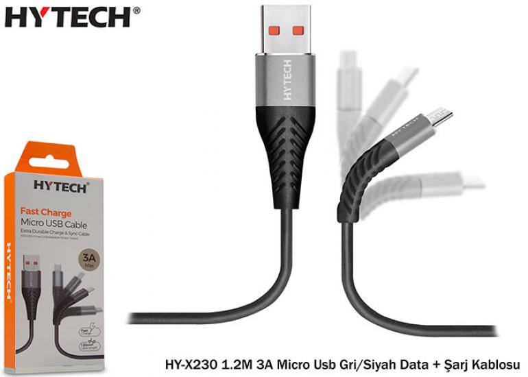 Hytech HY-X230 1.2M 3A Micro Usb Gri-Siyah