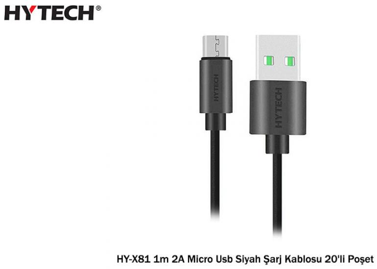 Hytech HY-X81 1m 2A Micro Usb Siyah Şarj Kablosu 2