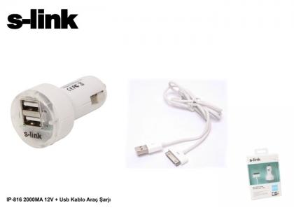 S-link IP-816 2000ma 12v Usb Kablo Araçtan Şarj Cihazı