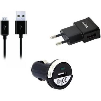 S-link SMG-442 1000ma Micro Usb Akıllı Telefonlar 3 in 1 Ev Araba Şarjı ve Kablosu