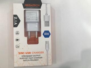 Megatech cc01 2ın1 2.1a Ev Şarj+Micro Kafa