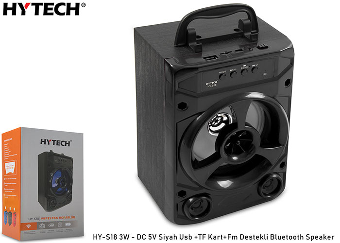 Hytech HY-S18 3W - DC 5V Siyah Usb +TF Kart+Fm