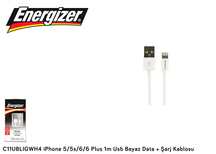 Energizer C11UBLIGWH4 iPhone 5-5s-6-6 Plus-7-8 1m Usb