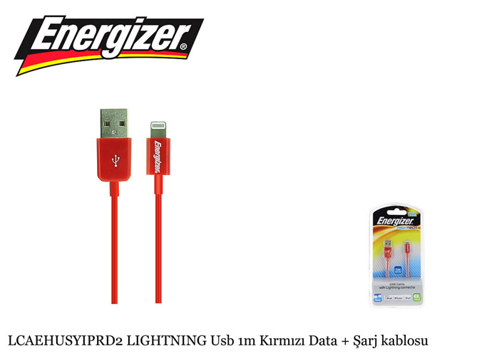 Energizer LCAEHUSYIPRD2 LIGHTNING Usb 1m Kırmızı