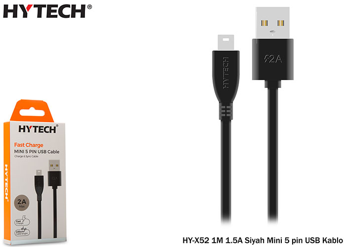 Hytech HY-X52 1M 1.5A Siyah Mini 5 pin USB Kablo