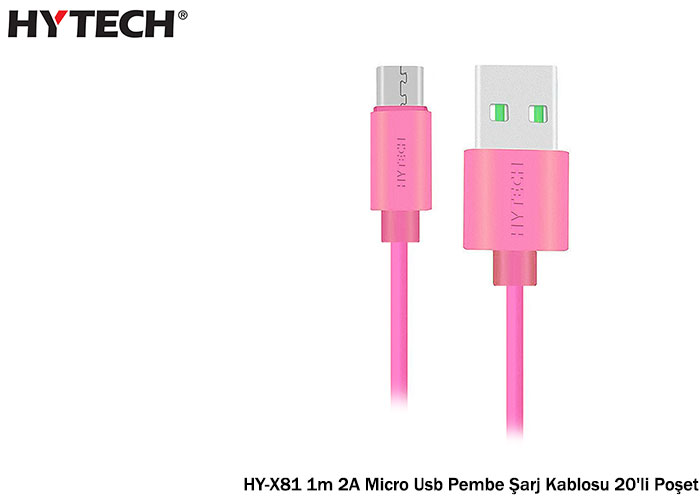 Hytech HY-X81 1m 2A Micro Usb Pembe Şarj Kablosu 2