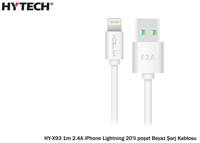 Hytech HY-X93 1m 2.A iPhone Lightning 20’li Poşet