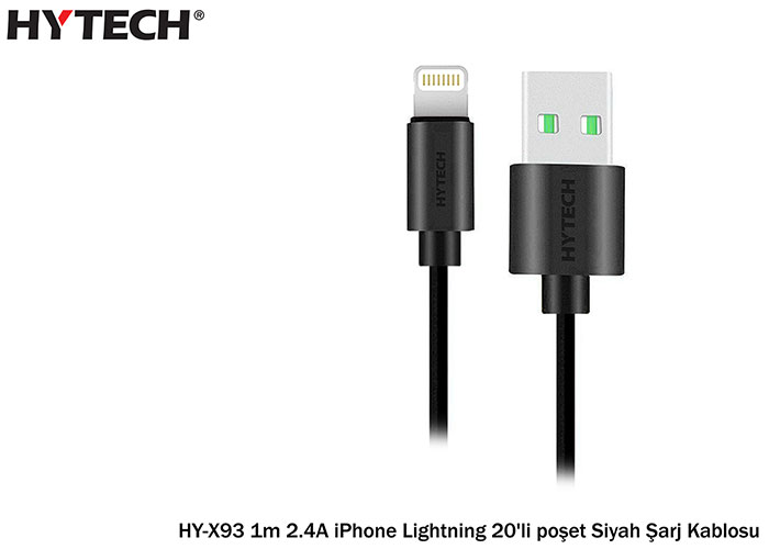 Hytech HY-X93 1m 2.A iPhone Lightning 20’li Poşet