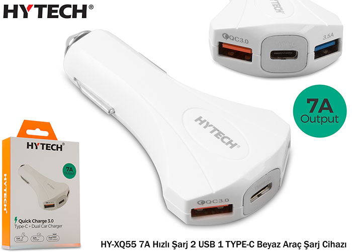 Hytech HY-XQ55 7A Hızlı Şarj 2 USB 1 TYPE-C Beyaz