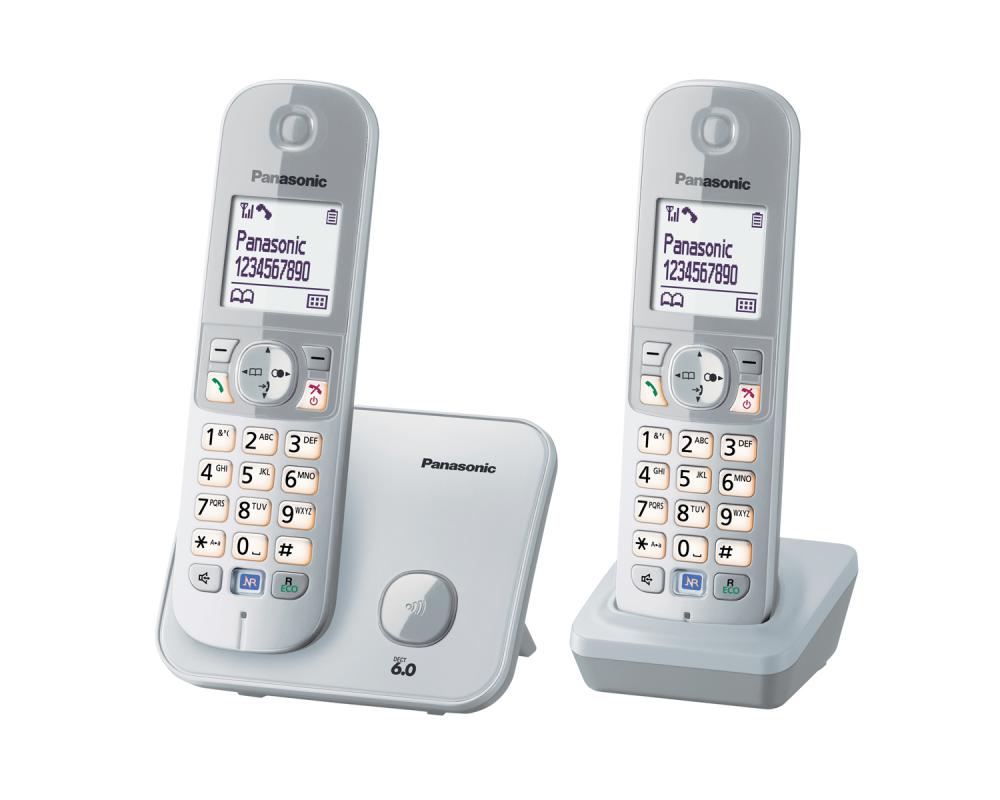 Panasonic KX-TG6812 Gri Telsiz Dect Telefon Duo 2li 1.8’’Büyük Beyaz Ekran