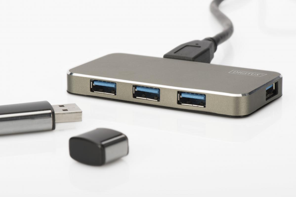 DIGITUS USB 3.0 4 PORT ÇOKLAYICI alüminyum,koyu gr