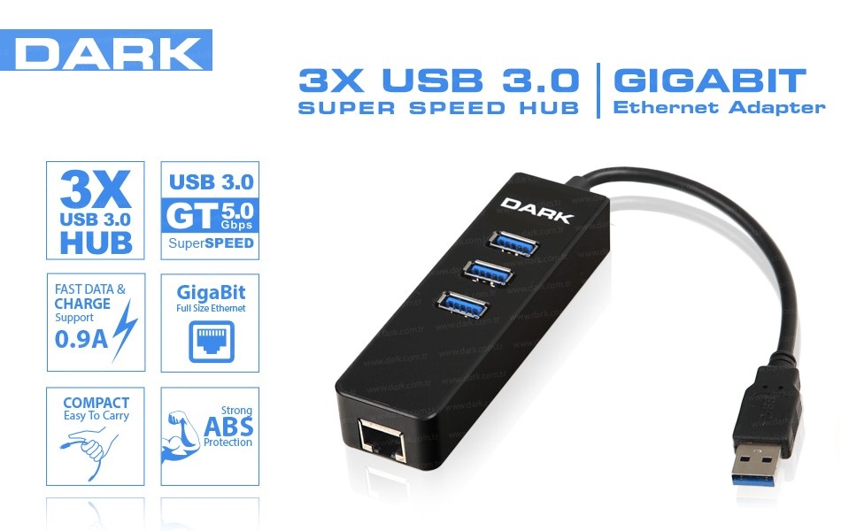 Dark Dk-ac-usb330gl Gıgabıt Ethernet Gırıslı 3 Port Usb3.0